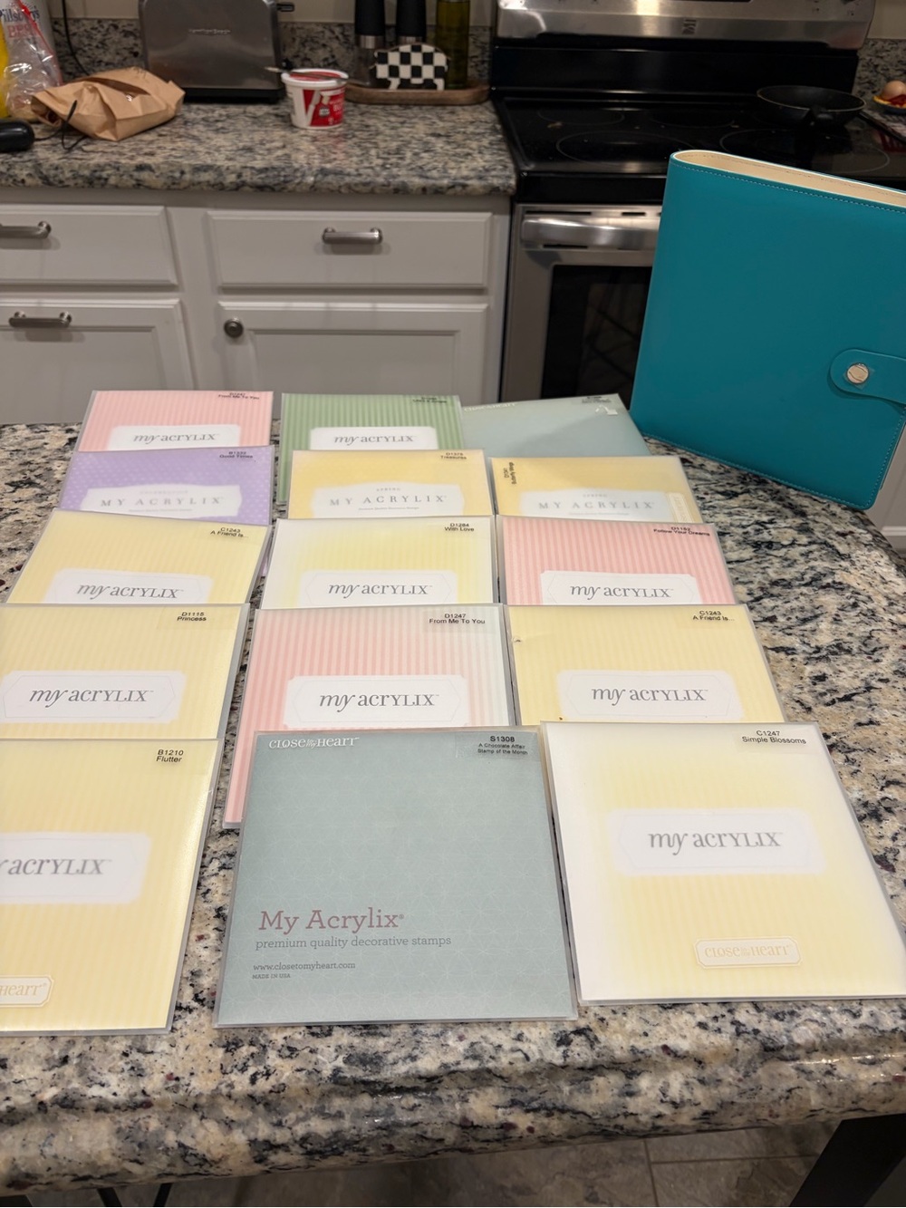 Close To My Heart My Acrylix Unmounted Acrylic Stamps Mixed Lot of 15 & Binder